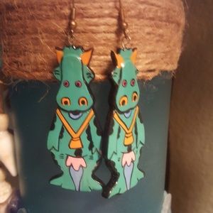 Green cow earrings